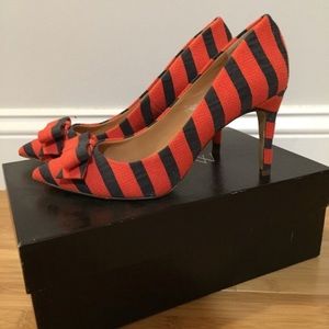Jcrew striped bow heels brand new